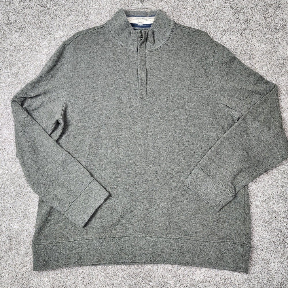 Untuckit 1/4 Zip Cotton Blend Dark Green Sweatshirt XL